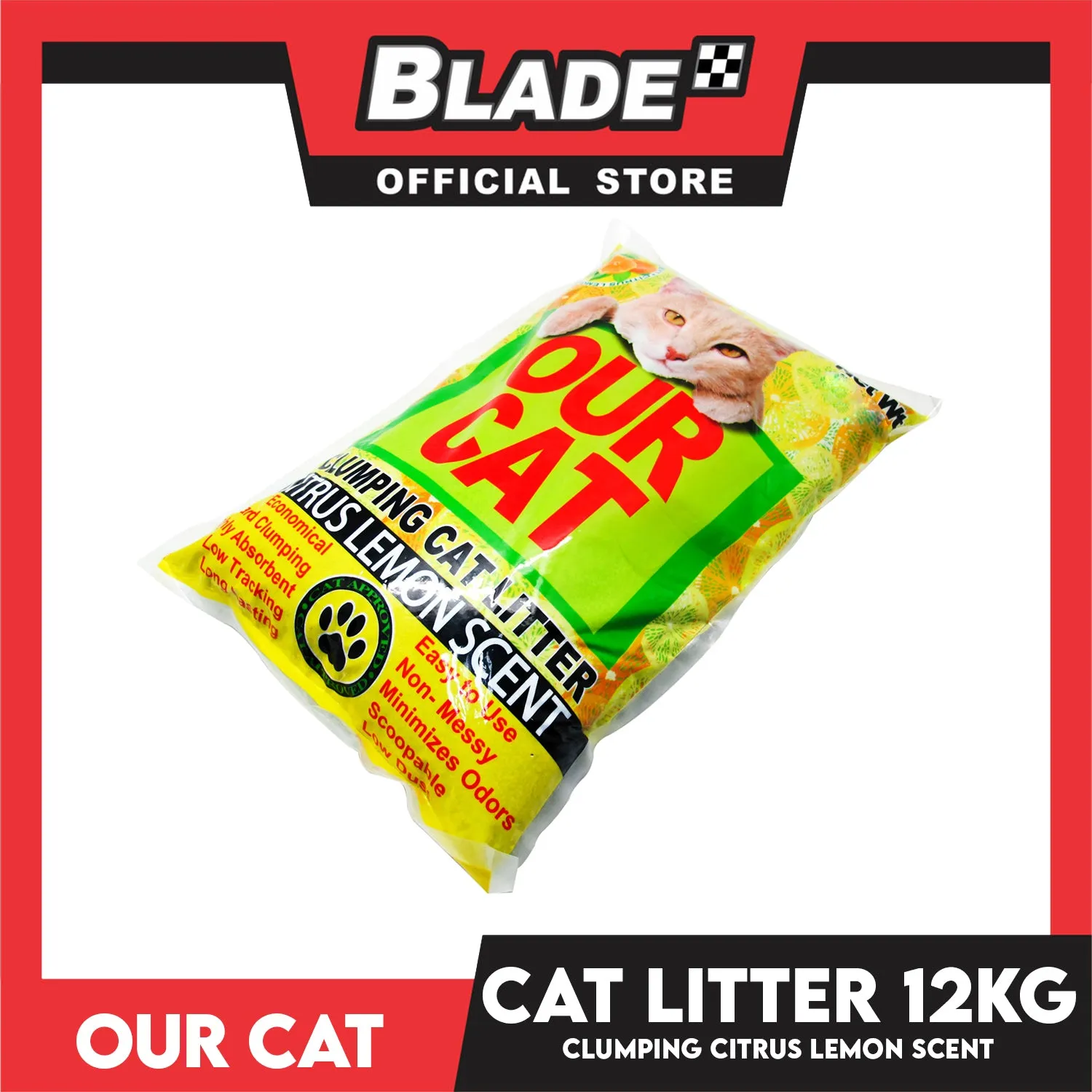 Our Cat Clumping Cat Litter Citrus Lemon Scent 12kg