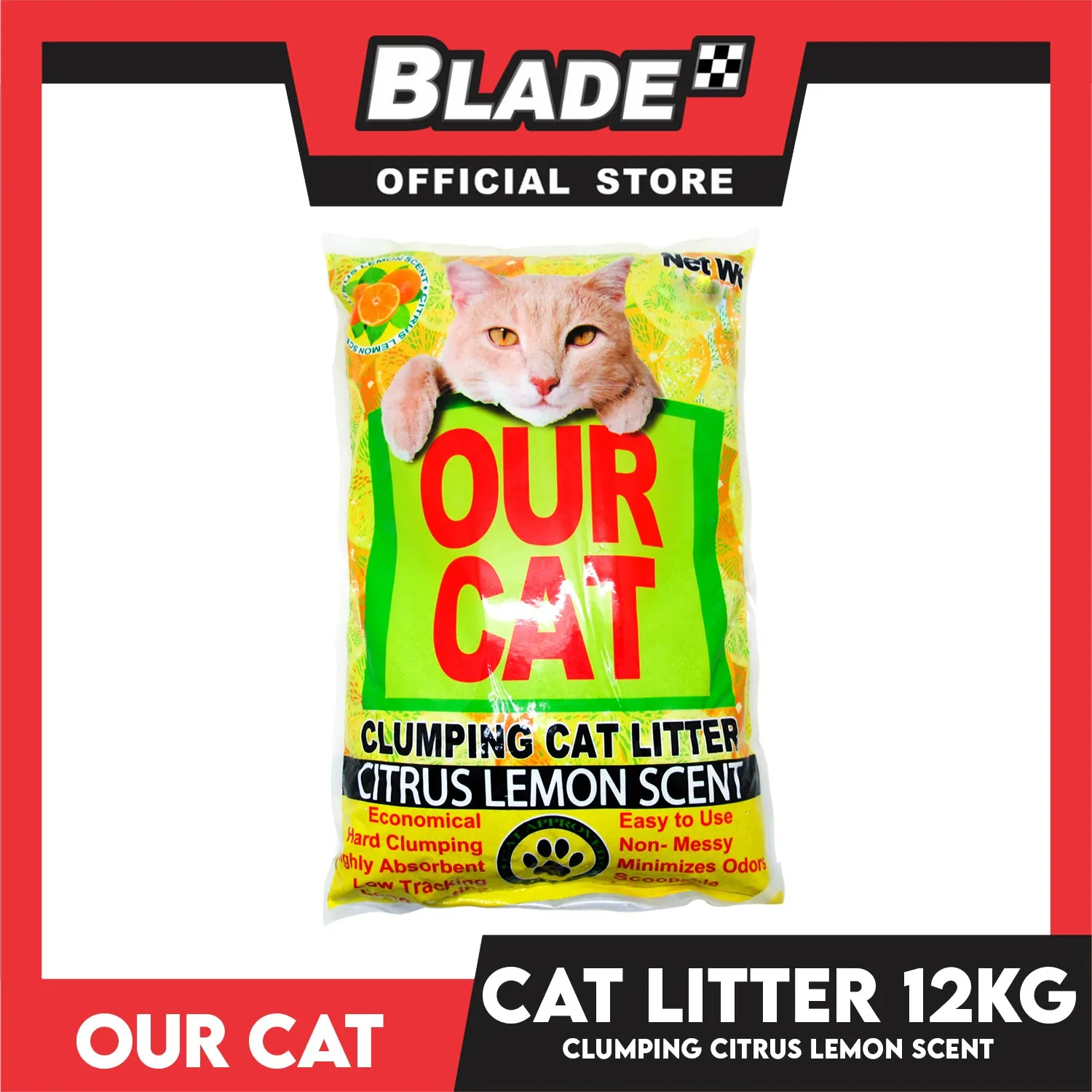 Our Cat Clumping Cat Litter Citrus Lemon Scent 12kg