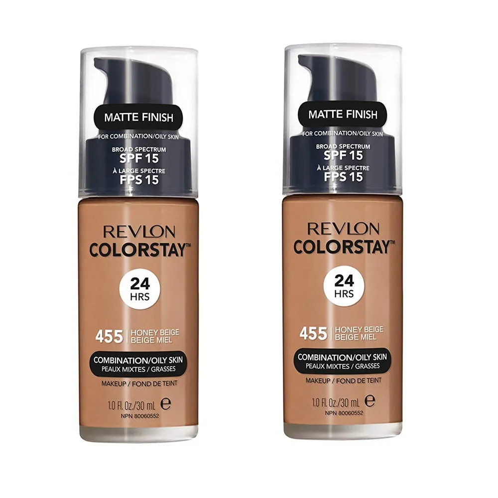 Pack of 2 Revlon Colorstay Combination/Oily Makeup, Matte Finish, Honey Beige 455