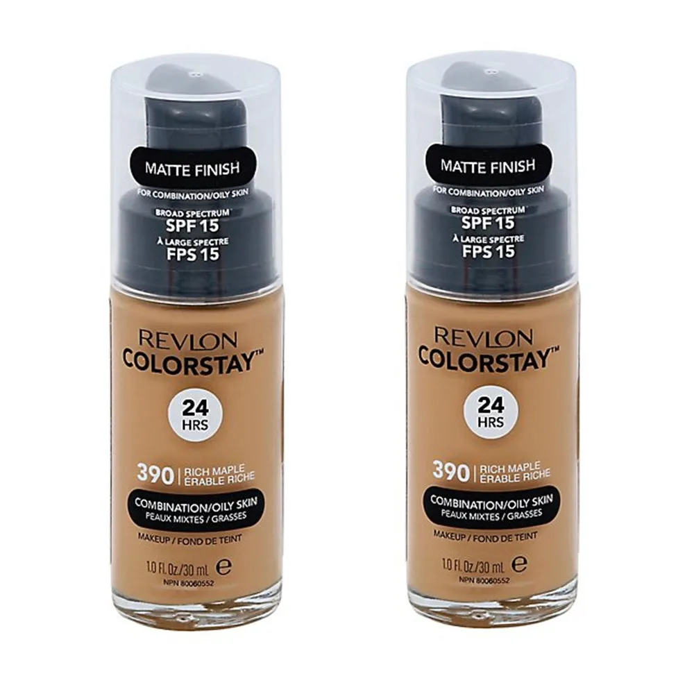 Pack of 2 Revlon Colorstay Combination/Oily Makeup, Matte Finish, Rich Maple 390