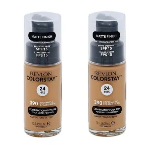 Pack of 2 Revlon Colorstay Combination/Oily Makeup, Matte Finish, Rich Maple 390