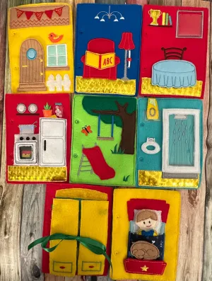 Portable Felt Dollhouse Quiet Book - Toddler Quiet Activity Toy - Educational Gift For Boys and Girls - Learning Toy - Unpaper Doll