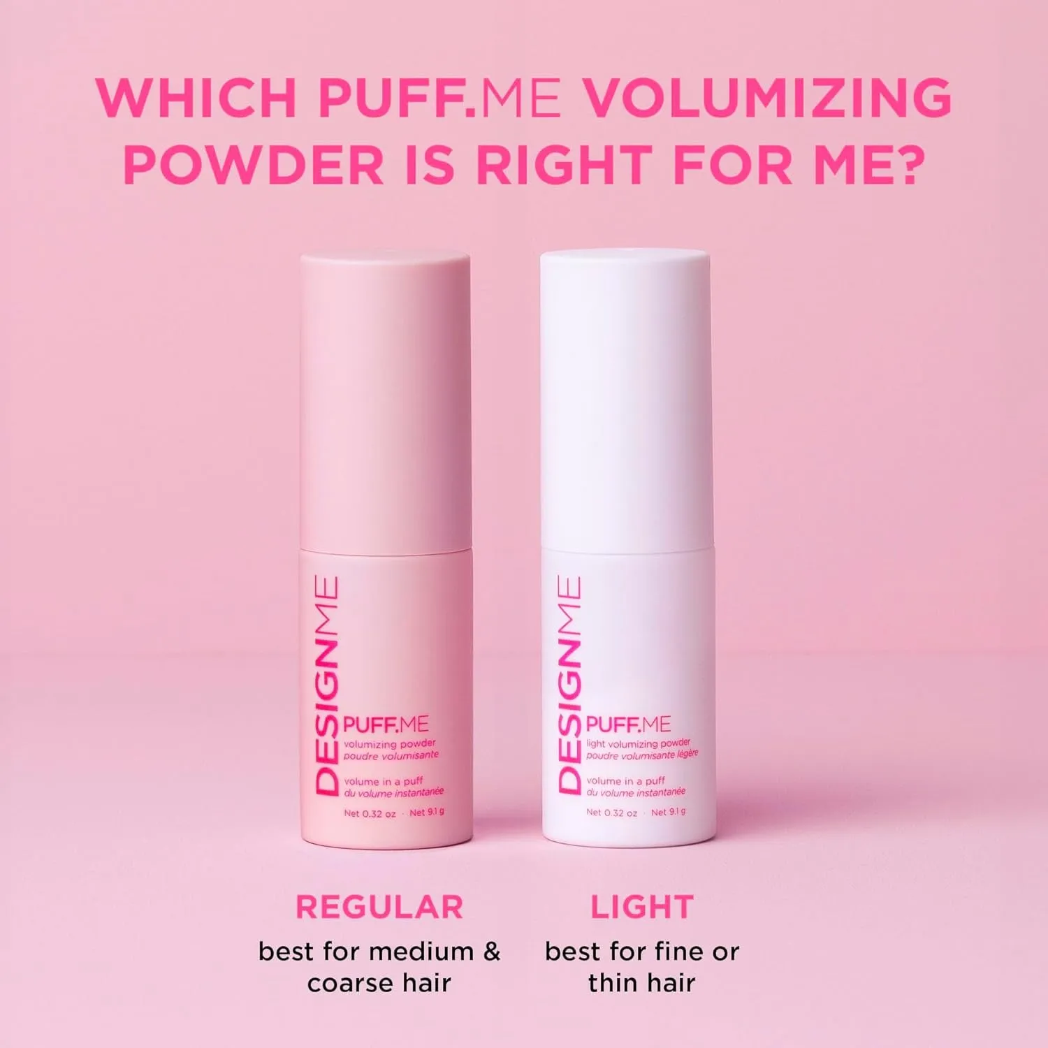 PUFF.ME Volumizing Powder by DESIGNME | Hair Powder Volumizer for Hair | Root Lifting Hair Texture Powder for Straight, Curly, or Wavy Hair | Talc Free Hair Powder for Women, (0.32 Oz)