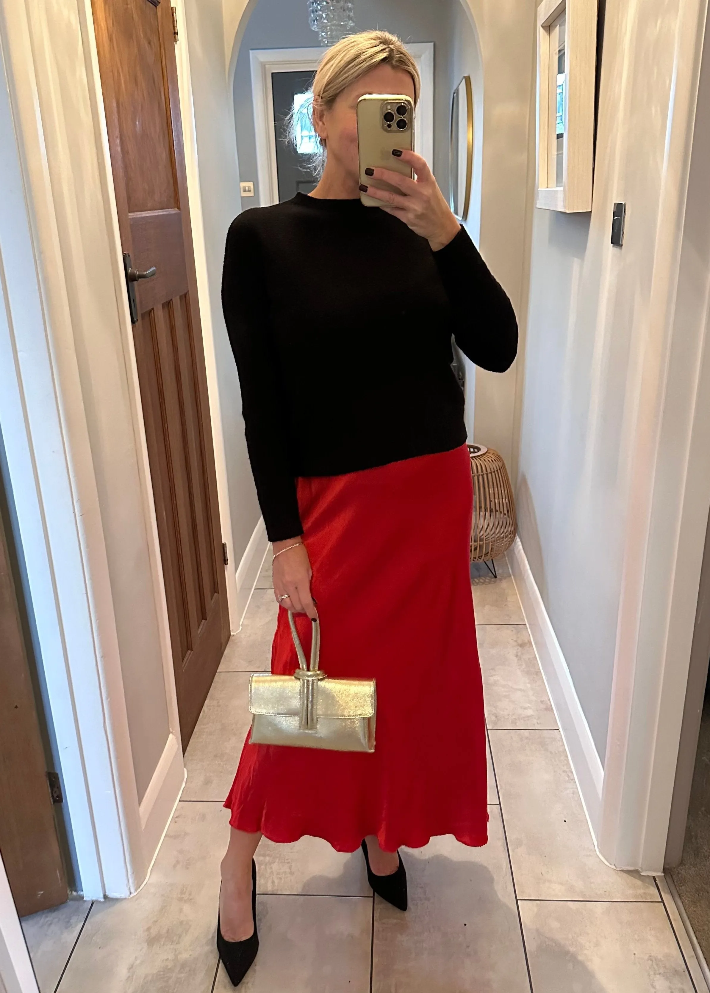 Red Satin Slip Skirt