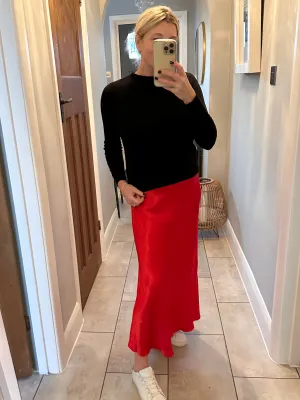 Red Satin Slip Skirt