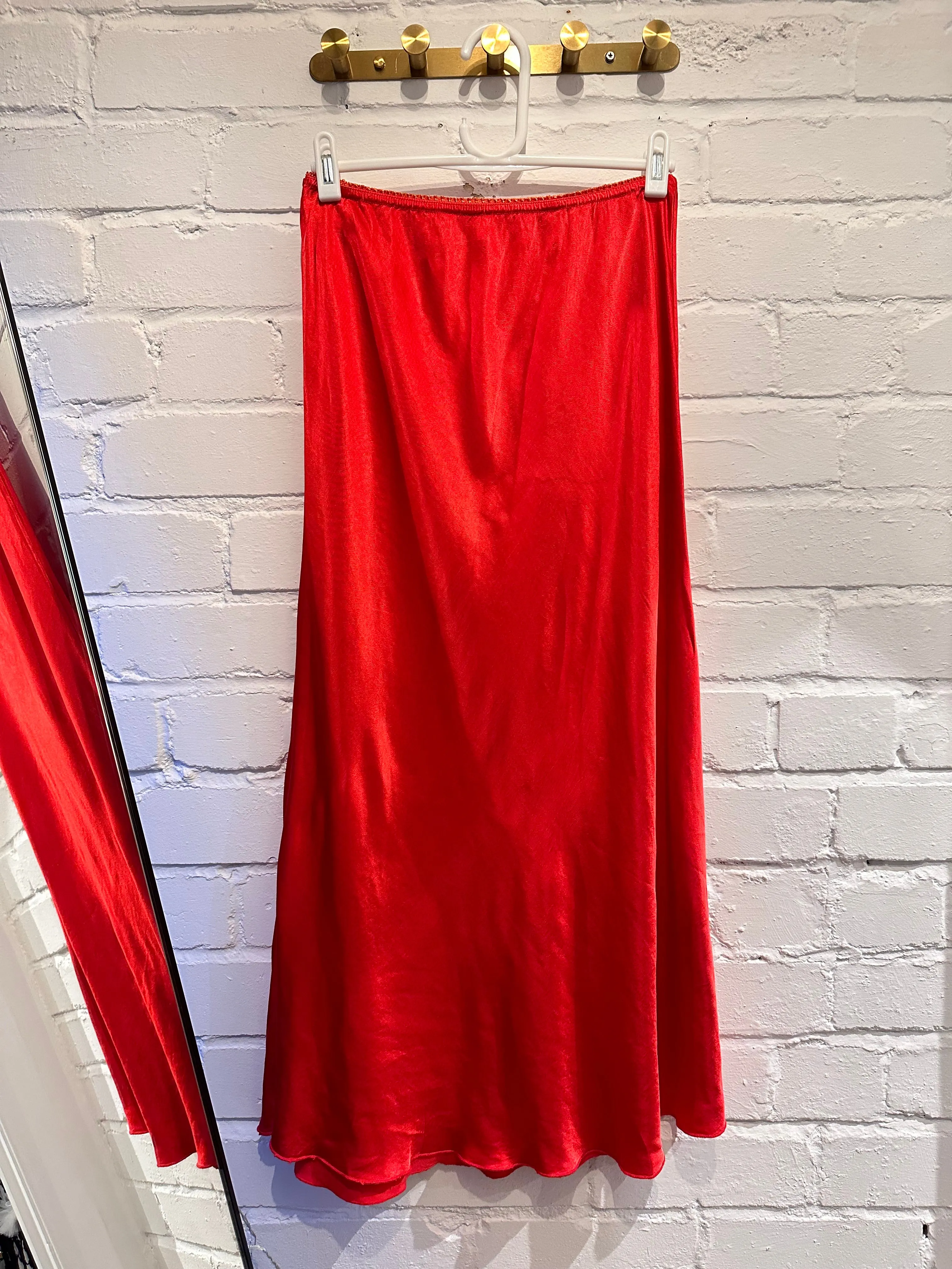 Red Satin Slip Skirt