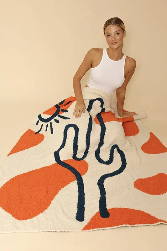 Retro Intarsia Throw Blanket