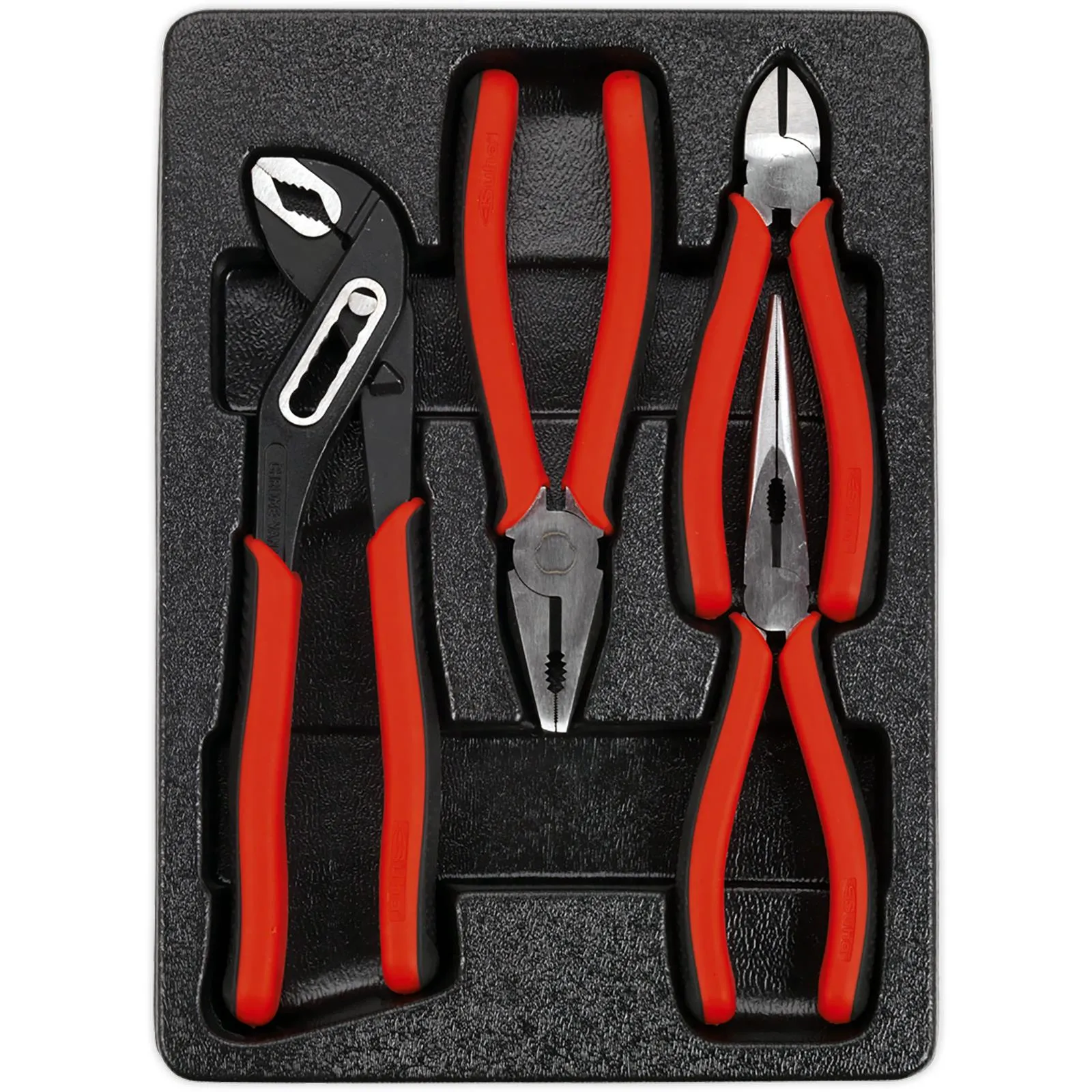 Sealey Premier Pliers Set Combi Water Pump Side Cutting Long Nose Serrated 4pc
