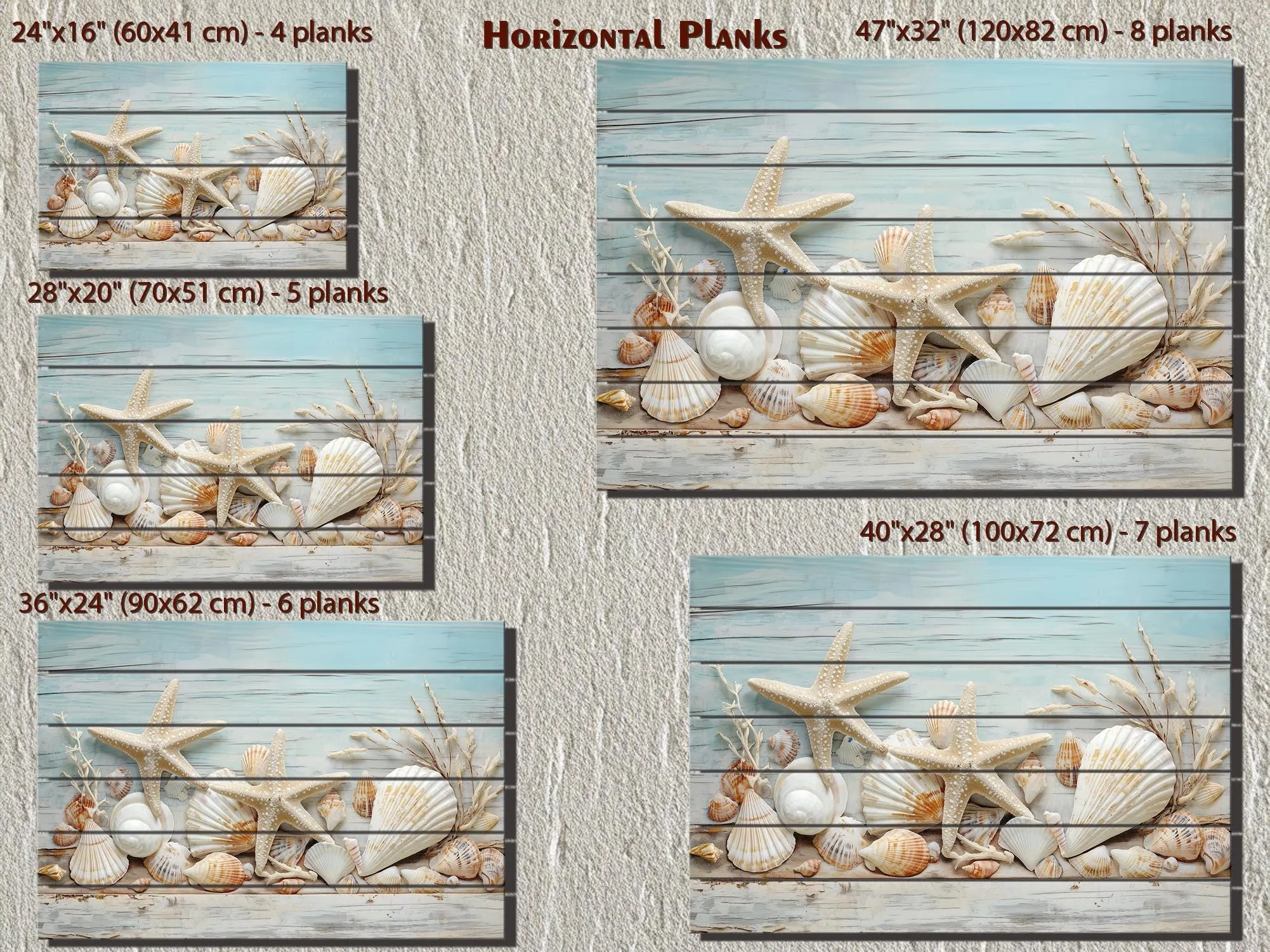 Seashells and Starfish Coastal Wood Wall Art