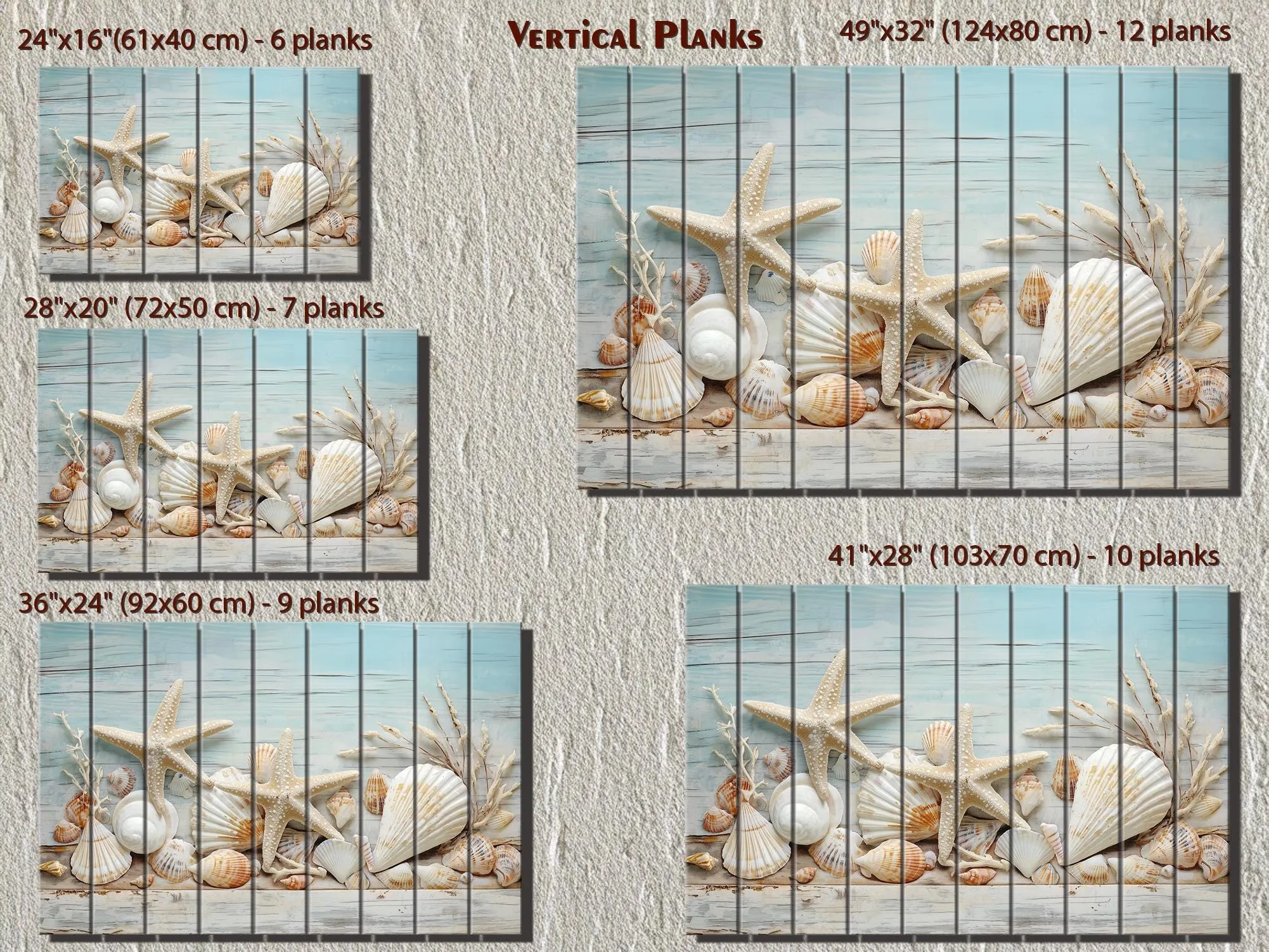 Seashells and Starfish Coastal Wood Wall Art