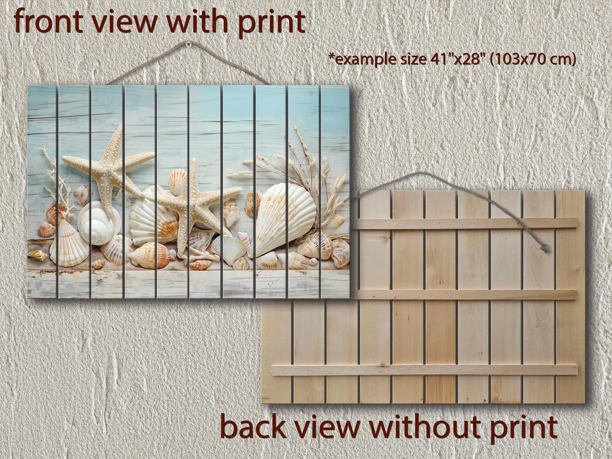 Seashells and Starfish Coastal Wood Wall Art