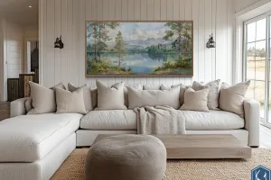 Serene Mountain Lake Landscape Framed Canvas Wall Art