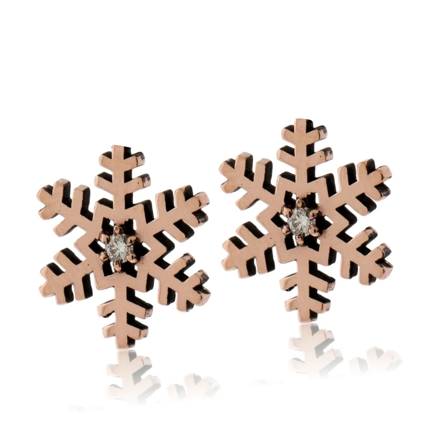 Single Diamond Snowflake Stud Earrings