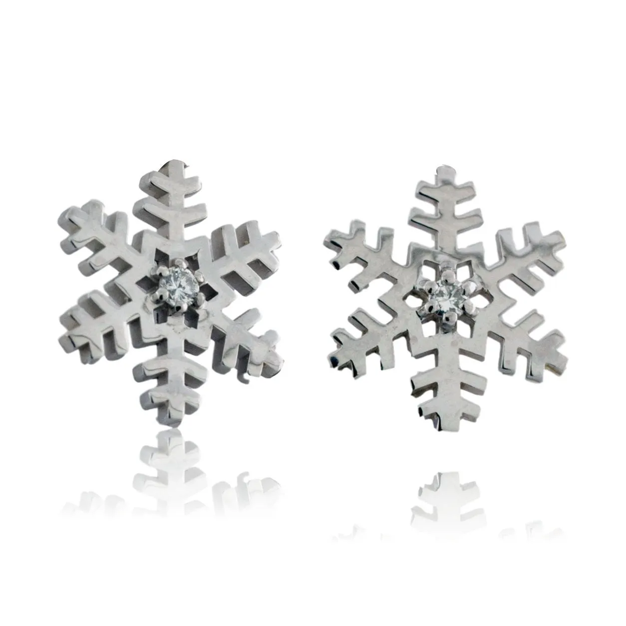 Single Diamond Snowflake Stud Earrings