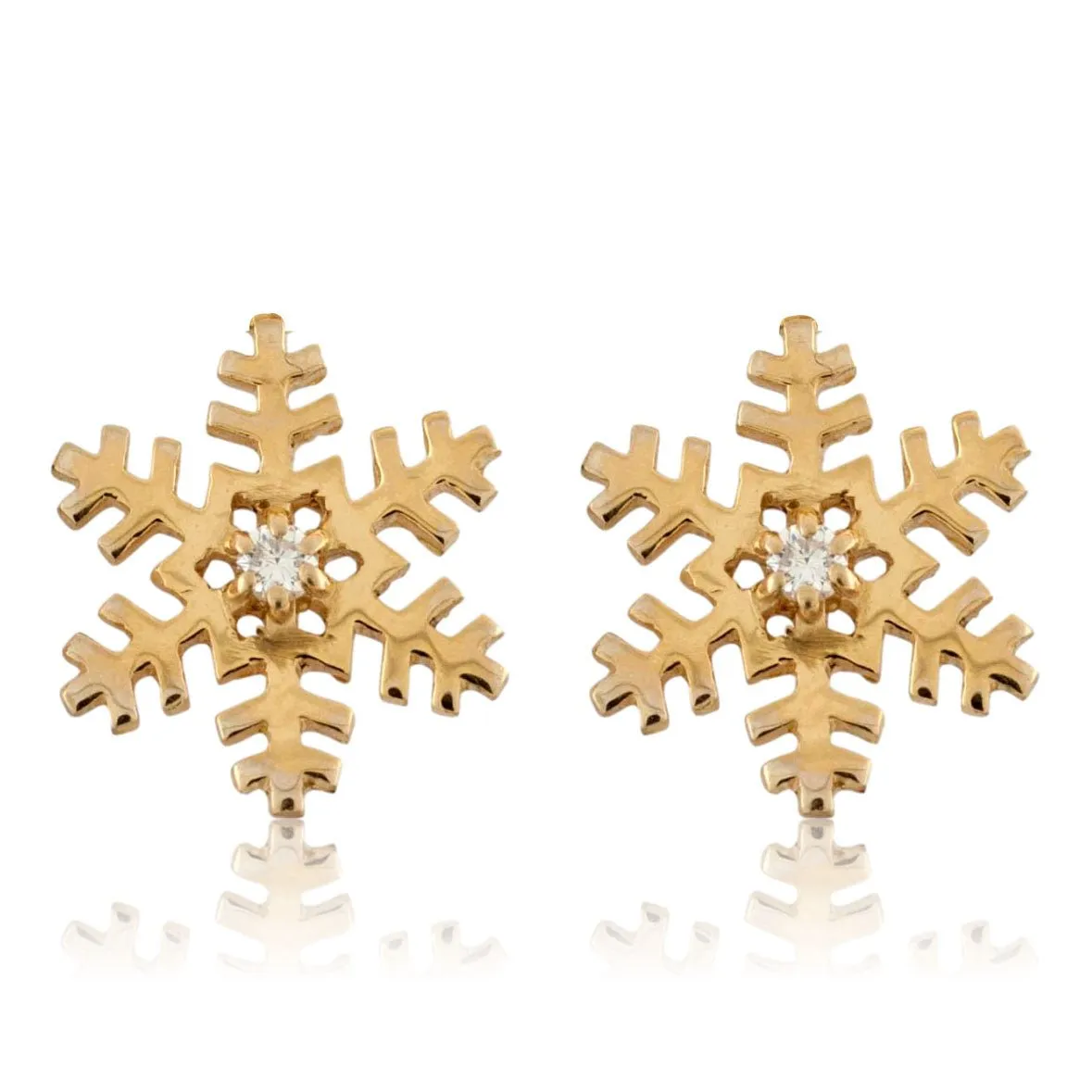 Single Diamond Snowflake Stud Earrings