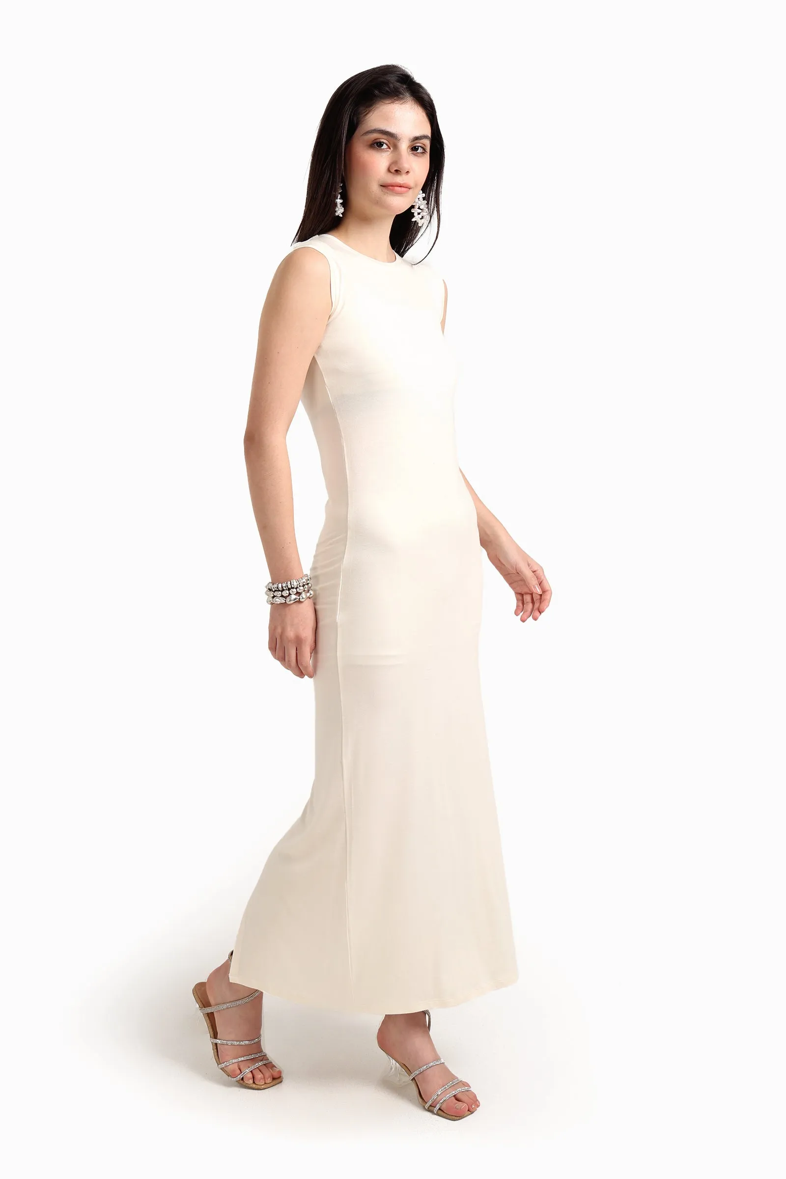 Sleeveless Dress with Back Slit