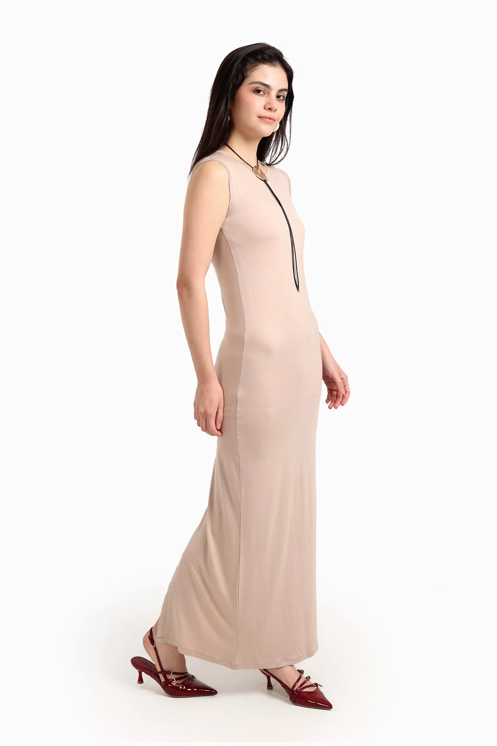 Sleeveless Dress with Back Slit
