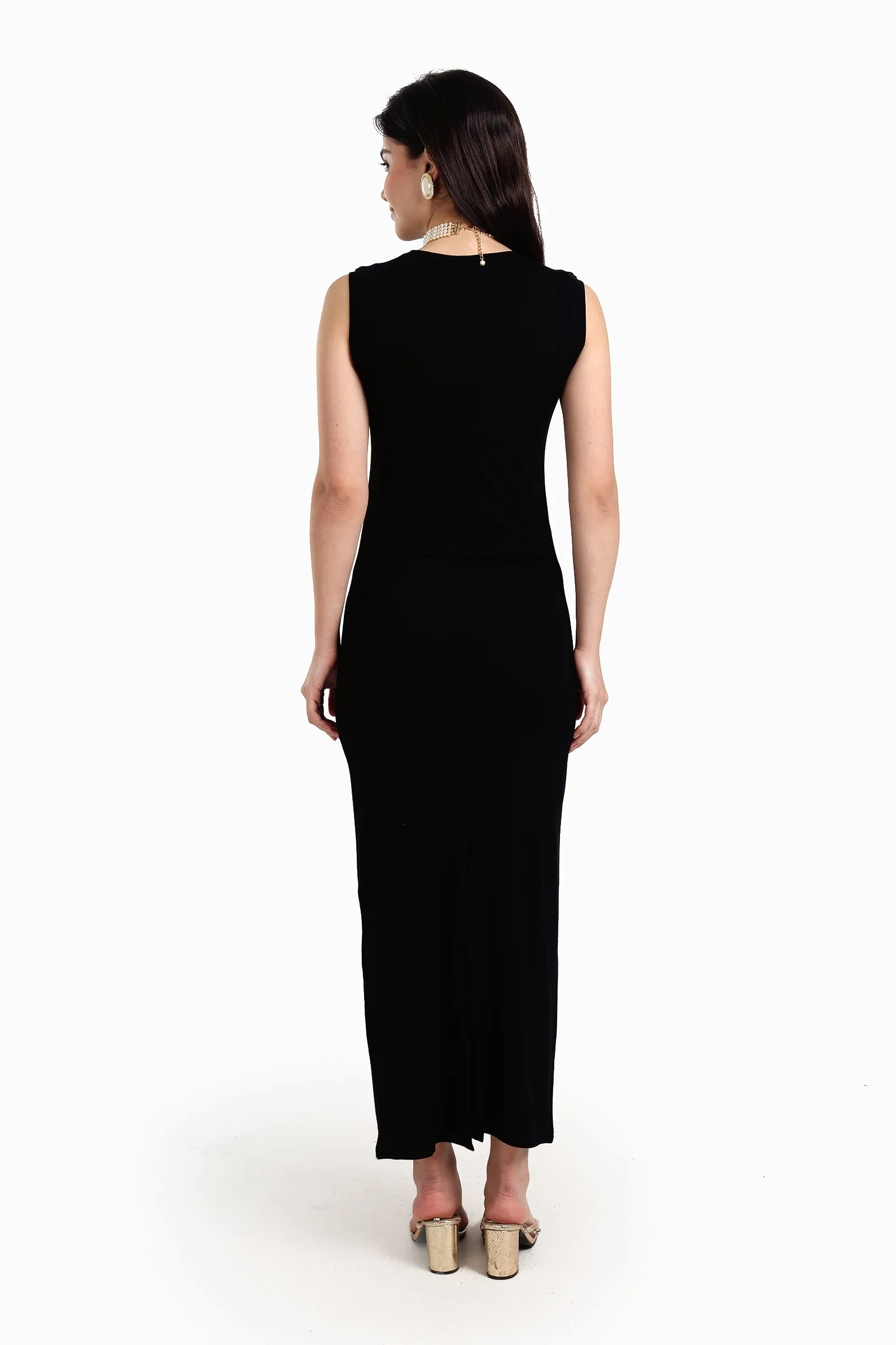 Sleeveless Dress with Back Slit