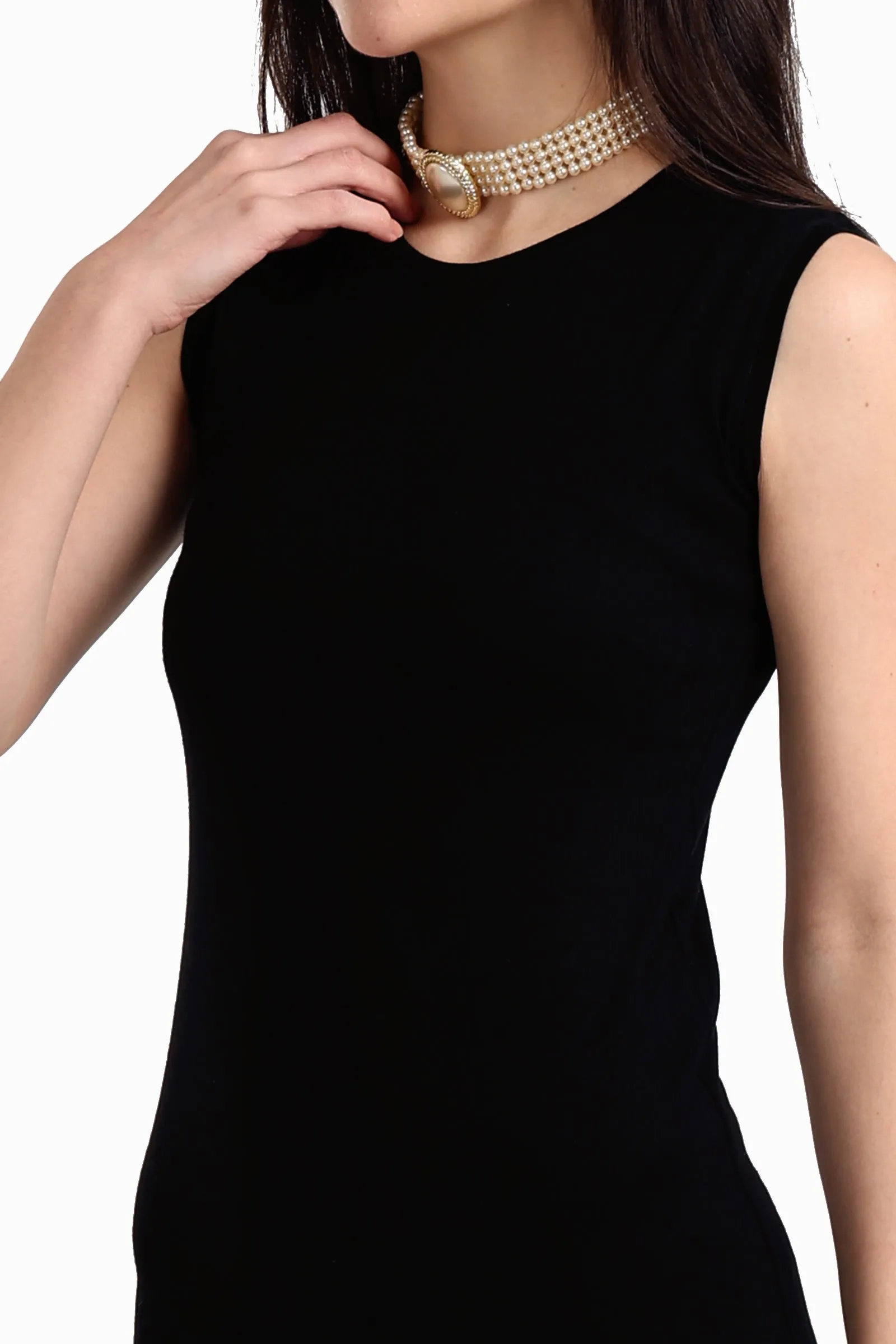 Sleeveless Dress with Back Slit