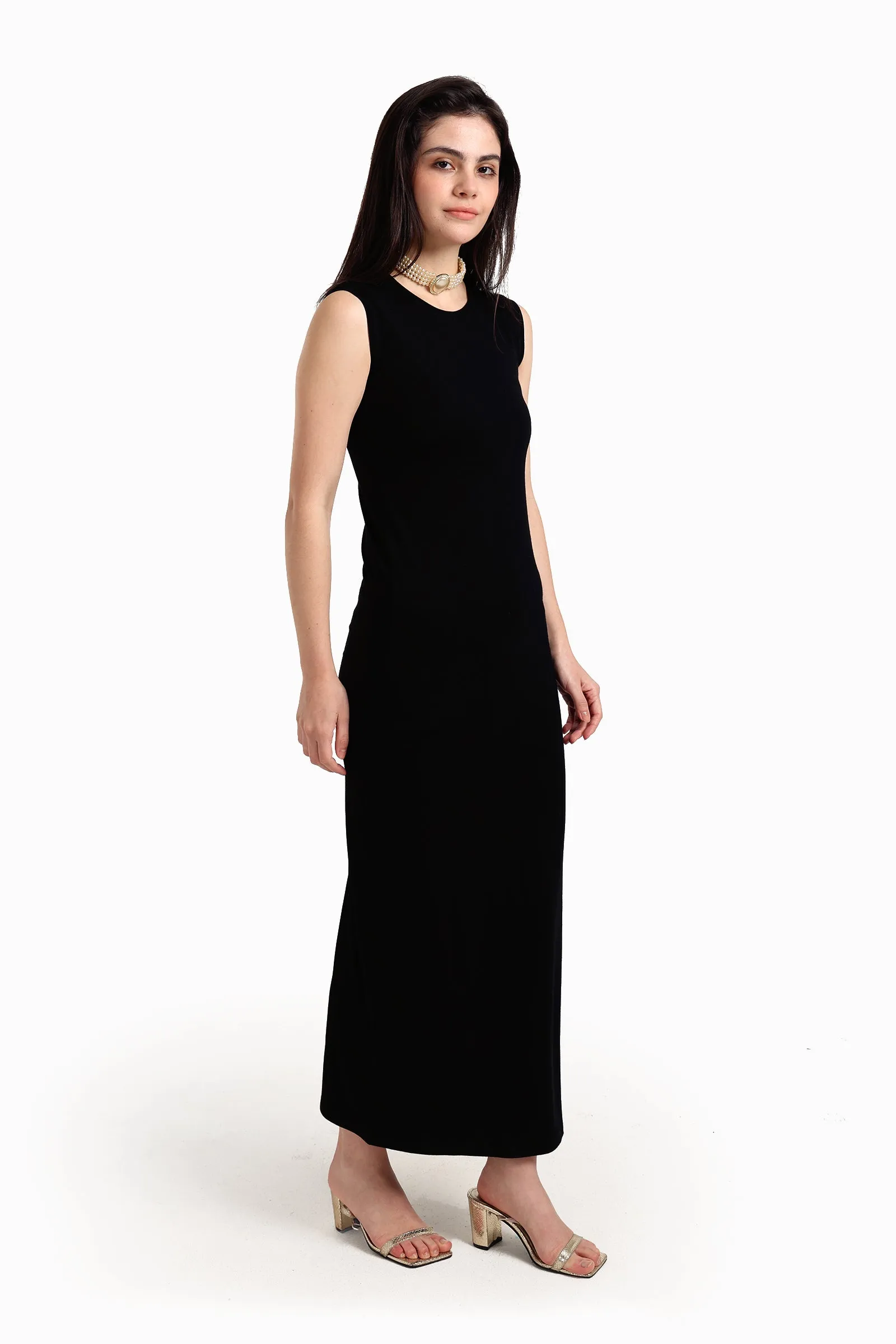 Sleeveless Dress with Back Slit