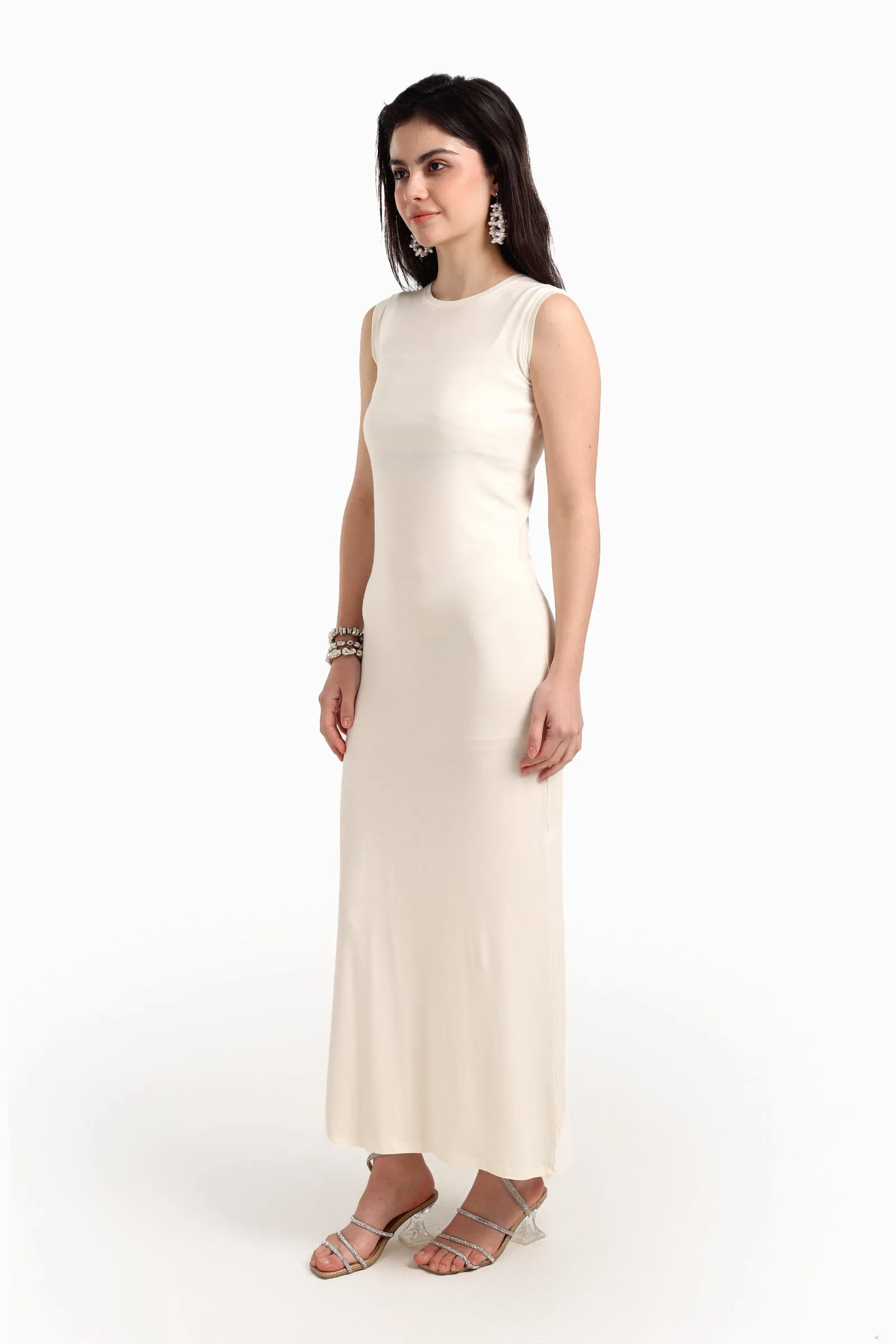 Sleeveless Dress with Back Slit