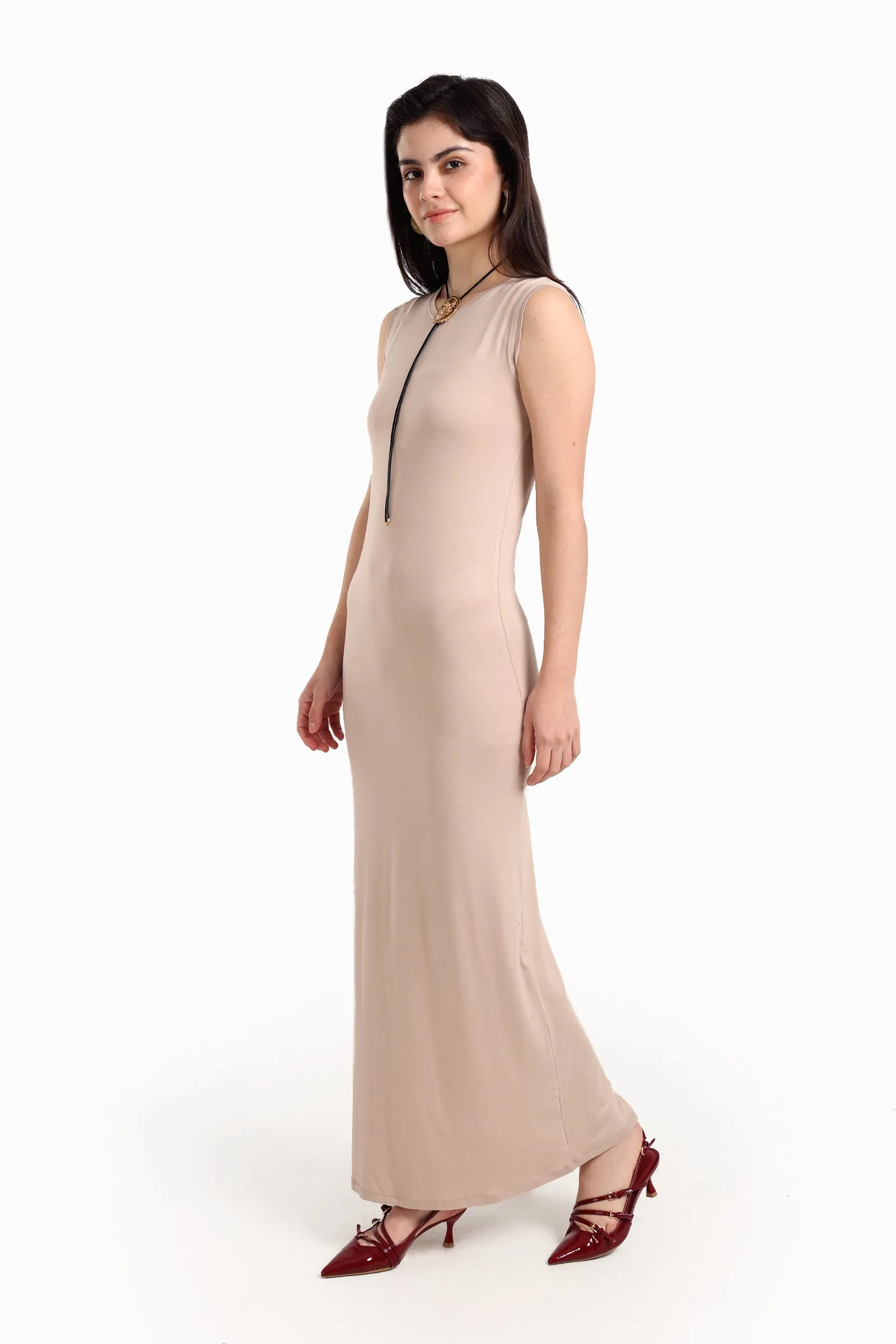 Sleeveless Dress with Back Slit