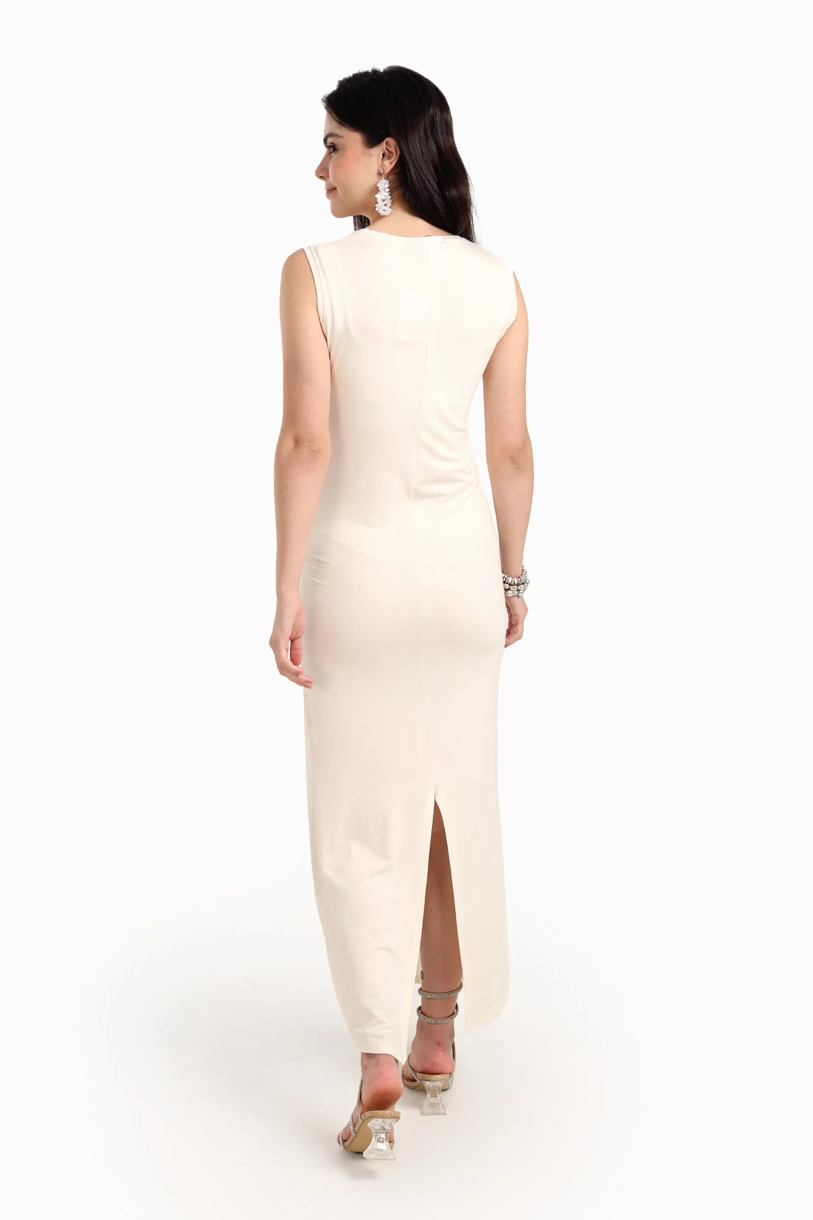 Sleeveless Dress with Back Slit