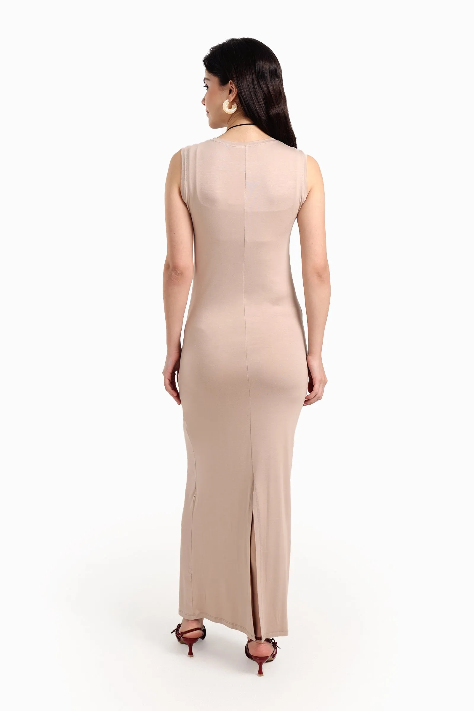 Sleeveless Dress with Back Slit