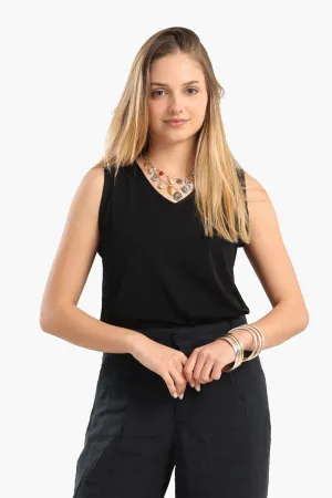 Sleeveless V-Neck Blouse