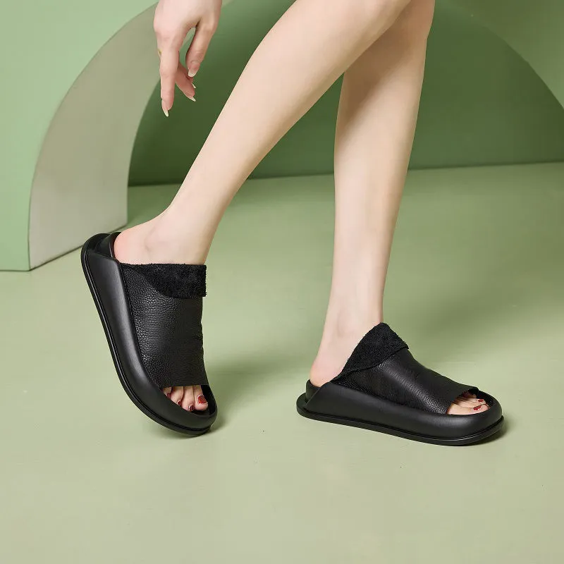 Soft-soled Leather Slippers for Women