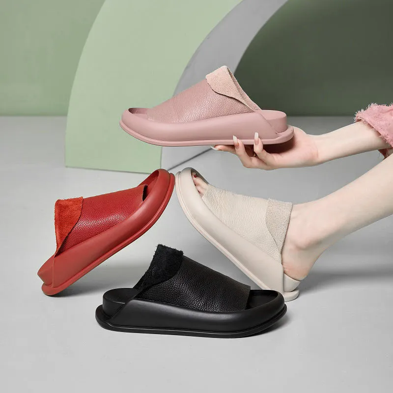 Soft-soled Leather Slippers for Women
