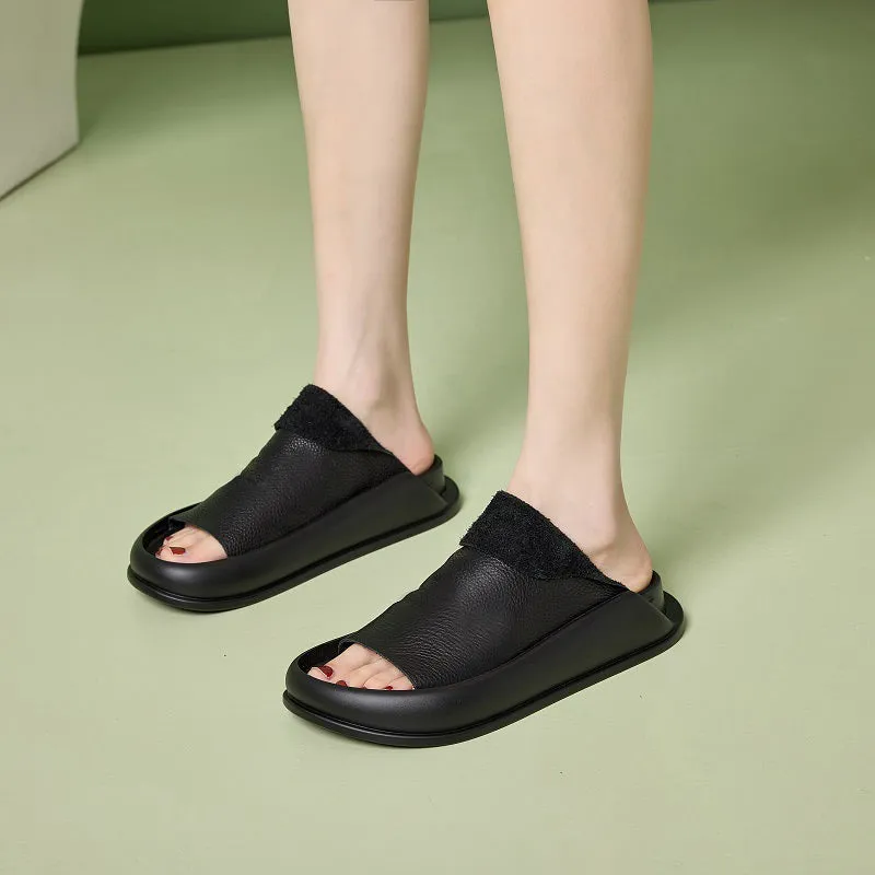 Soft-soled Leather Slippers for Women