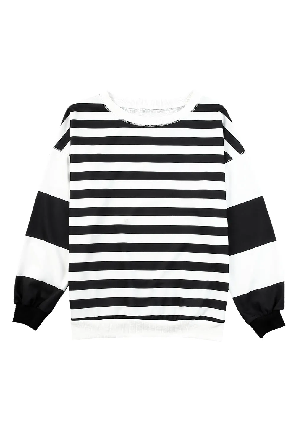 Stripe Drop Shoulder Striped Pullover Sweatshirt