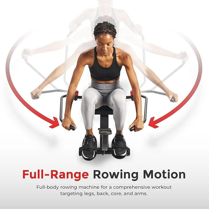 Sunny Health & Fitness Smart Compact Full Motion Rowing Machine, Full-Body Workout, Extra-Long Rail, 350 LB Weight Capacity and Free SunnyFit® App Enhanced Bluetooth Connectivity SF-RW5639SMART