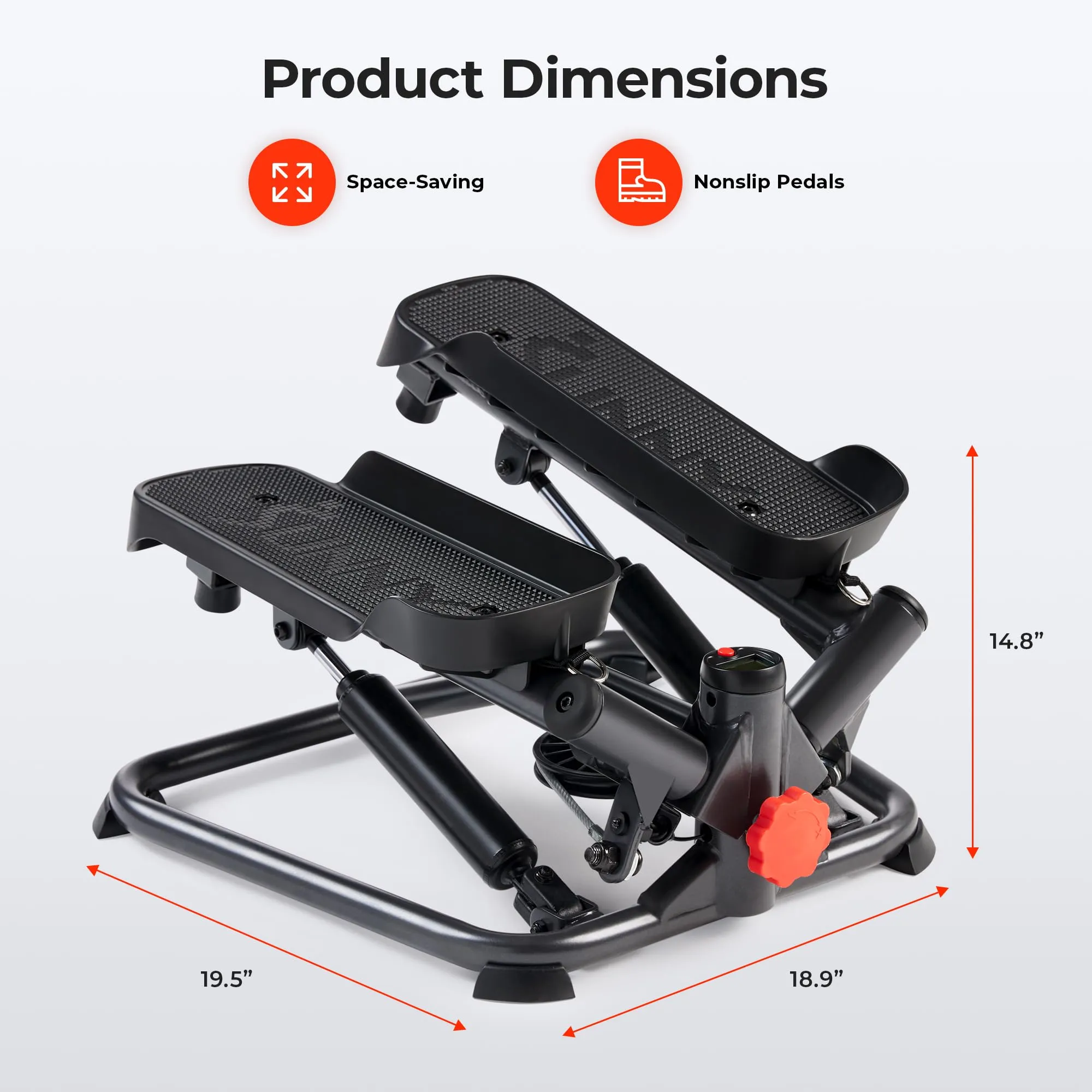 Sunny Health & Fitness Smart Twist Stepper Machine Workout Cardio Equipment Gym Mini Stair Master Climber Thigh Space Squat Twist Stepper Advanced Twisted Resistance Bands - SF-S0979SMART