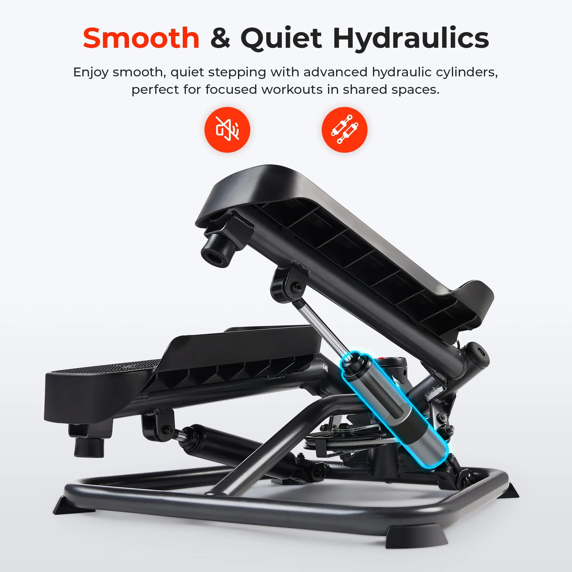 Sunny Health & Fitness Smart Twist Stepper Machine Workout Cardio Equipment Gym Mini Stair Master Climber Thigh Space Squat Twist Stepper Advanced Twisted Resistance Bands - SF-S0979SMART