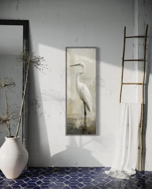 Tall Narrow Great Egret Vertical Wall Art