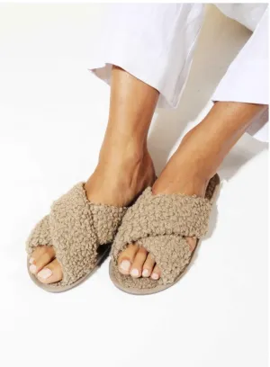 TEDDY SLIPPER - BROWN SHEARLING