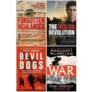 The Forgotten Highlander, The Red On Revolution, Devil Dogs & [Hardcover] War How Conflict Shaped Us 4 Books Collection Set