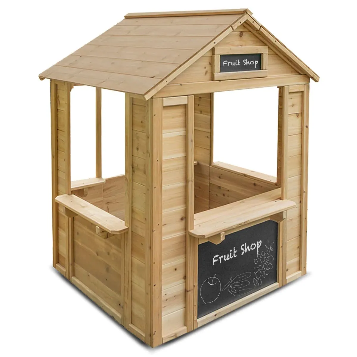 Toyshine Wooden Cubby House with a Cafe Shop Style Front Gift for Girl Ages 3 