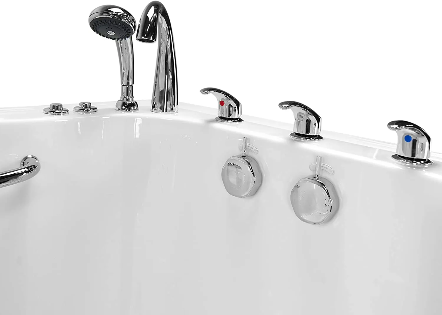 Transfer 36x55 Acrylic Air and Hydro Massage with Microbubble Therapy and Heated Seat Walk-In Bathtub with Right Outward Swing Door, 5 Piece Fast Fill Faucet, 2" Dual Drain
