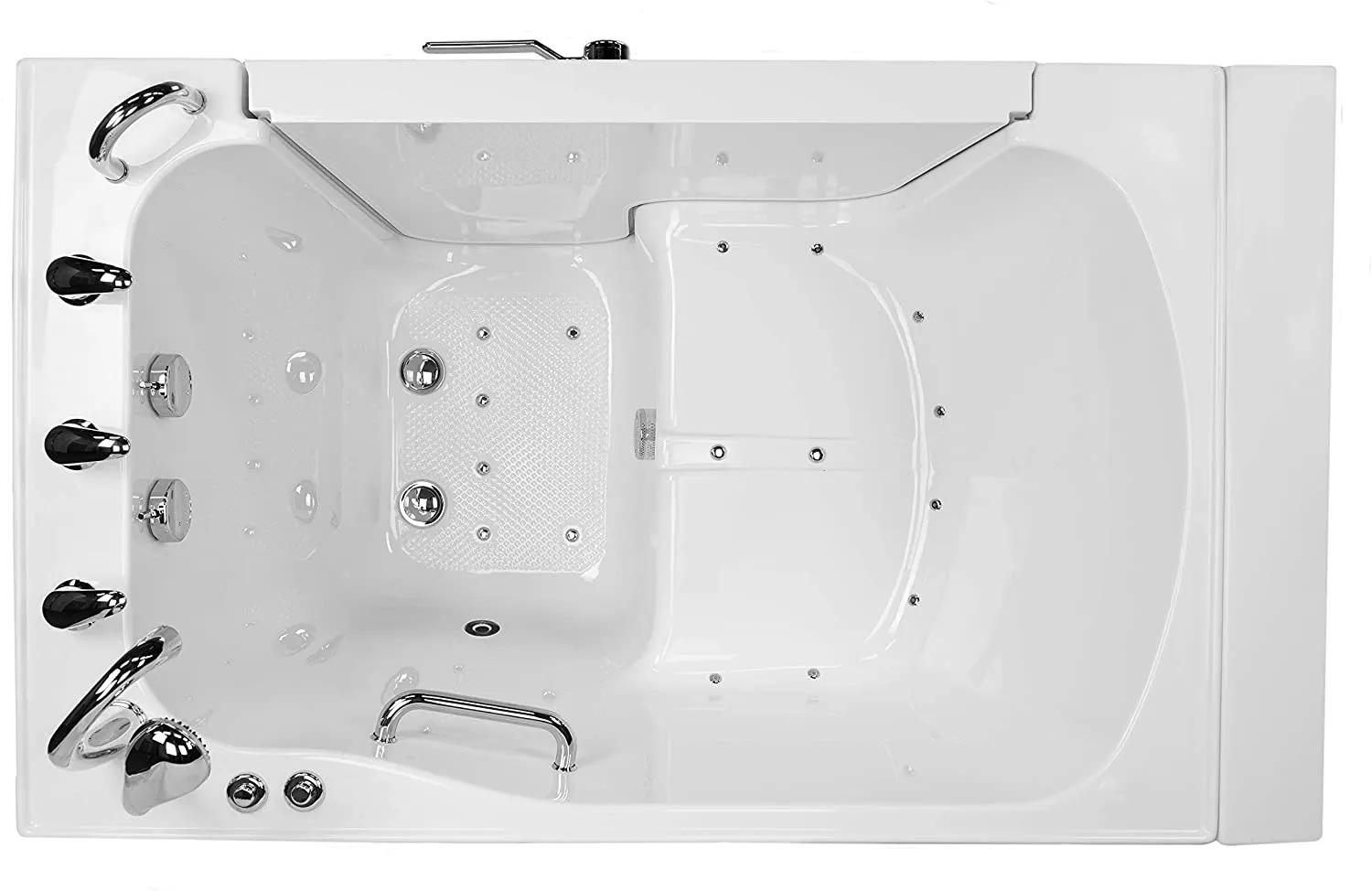 Transfer 36x55 Acrylic Air and Hydro Massage with Microbubble Therapy and Heated Seat Walk-In Bathtub with Right Outward Swing Door, 5 Piece Fast Fill Faucet, 2" Dual Drain