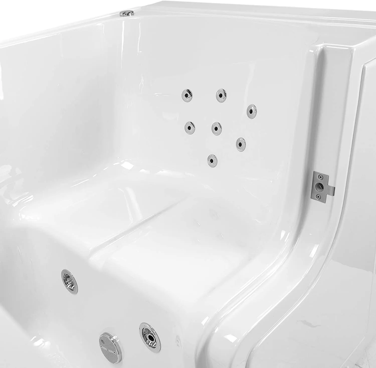 Transfer 36x55 Acrylic Hydro Massage, Microbubble and Heated Seat Walk-In Bathtub with Left Outward Swing Door, 5 Piece Fast Fill Faucet, 2" Dual Drain
