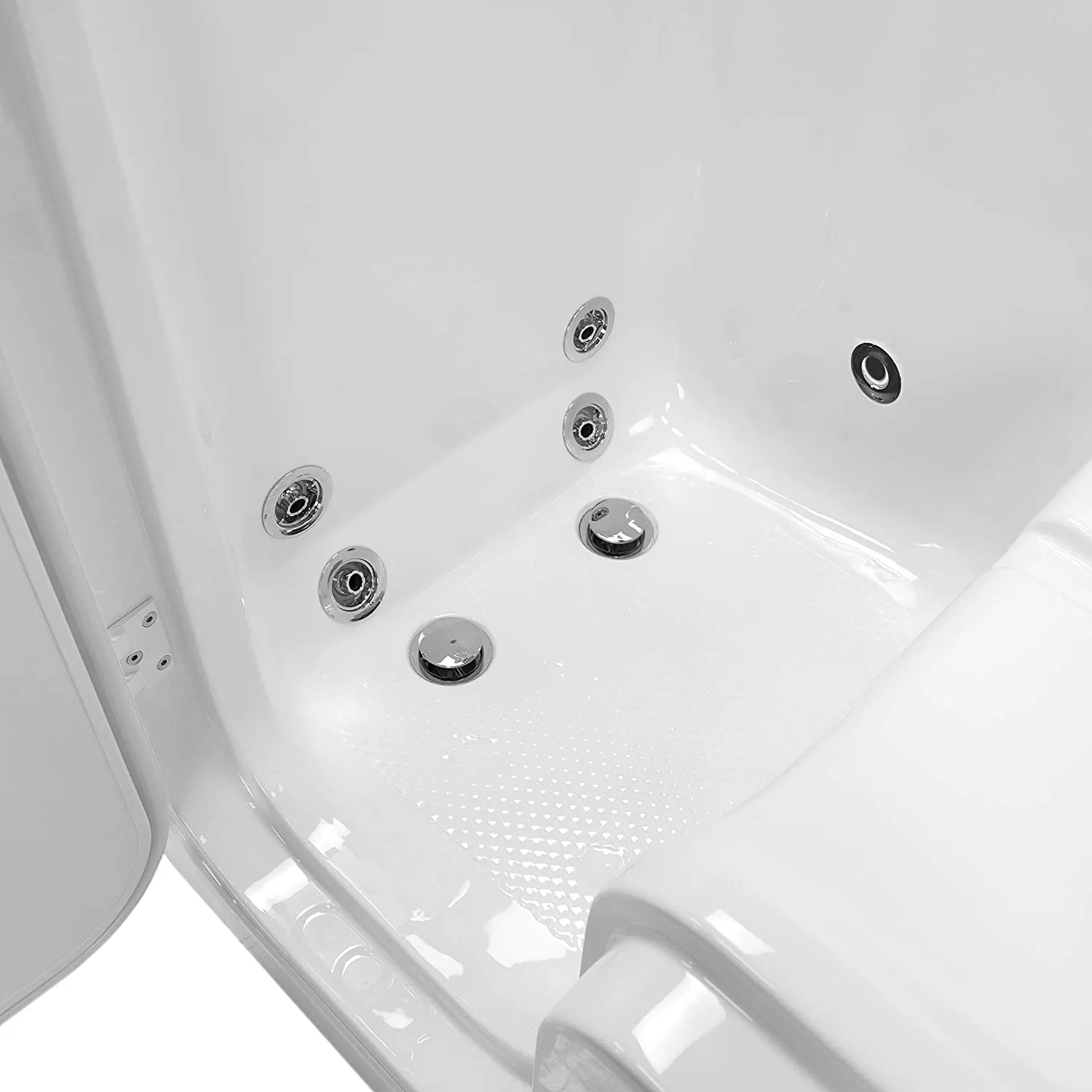 Transfer 36x55 Acrylic Hydro Massage, Microbubble and Heated Seat Walk-In Bathtub with Left Outward Swing Door, 5 Piece Fast Fill Faucet, 2" Dual Drain