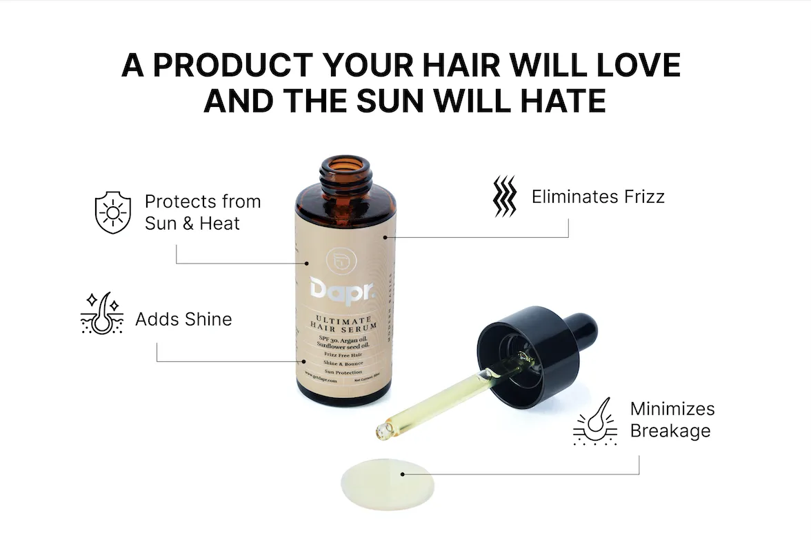 Ultimate Hair Serum - SPF 30 & Argan - 50 ML |Frizz Free Hair|Strengthens Hair|Protection from Sun & UV Rays|