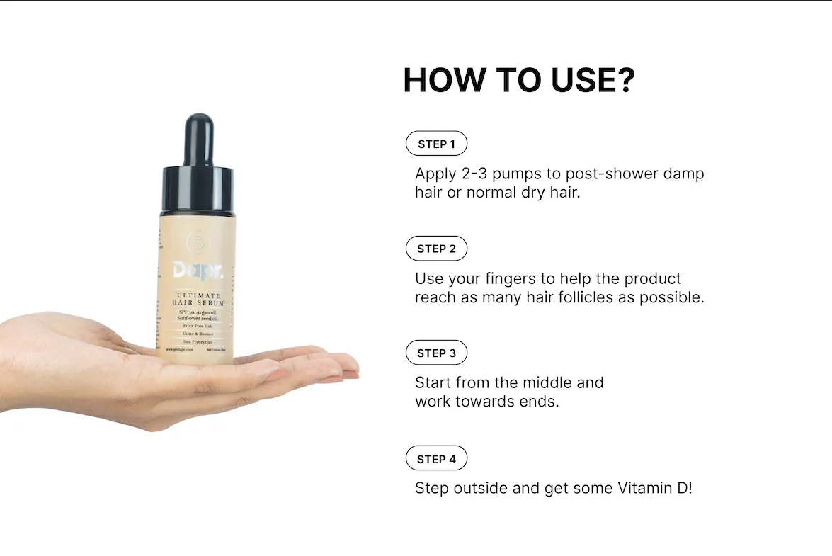 Ultimate Hair Serum - SPF 30 & Argan - 50 ML |Frizz Free Hair|Strengthens Hair|Protection from Sun & UV Rays|
