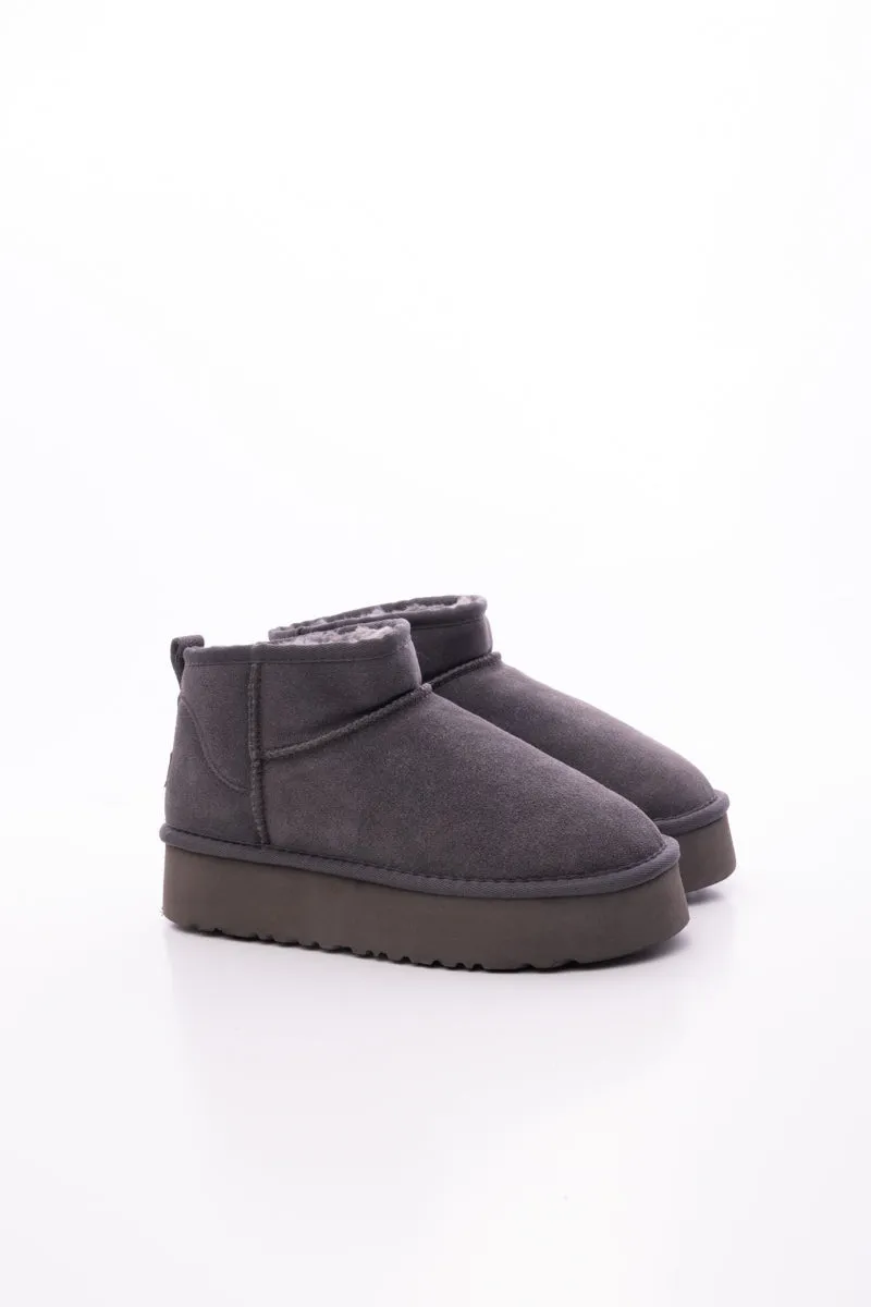 Ultra Mini Platform Low Ankle Boot - Grey