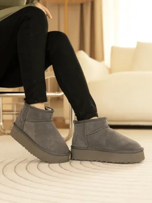 Ultra Mini Platform Low Ankle Boot - Grey