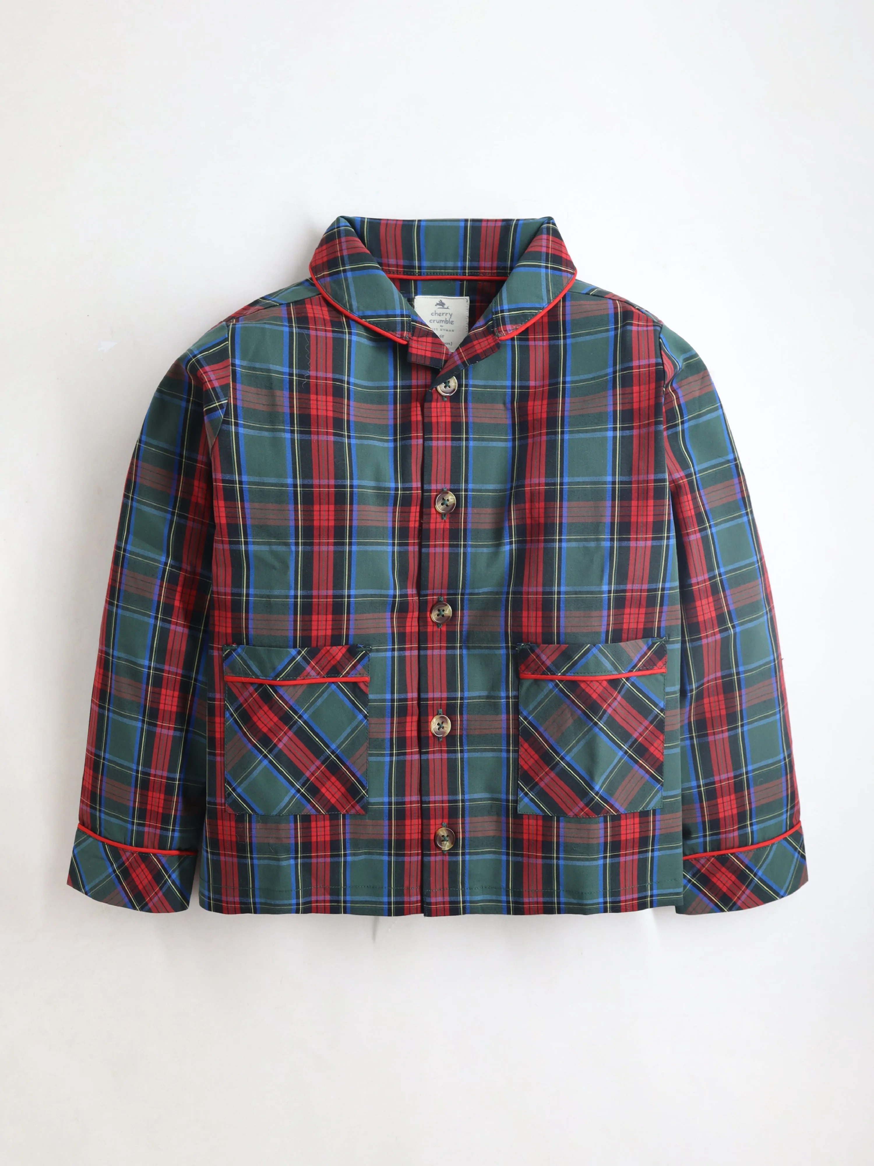 Unisex Multicolor Checked Cuff Sleeve Nightsuit