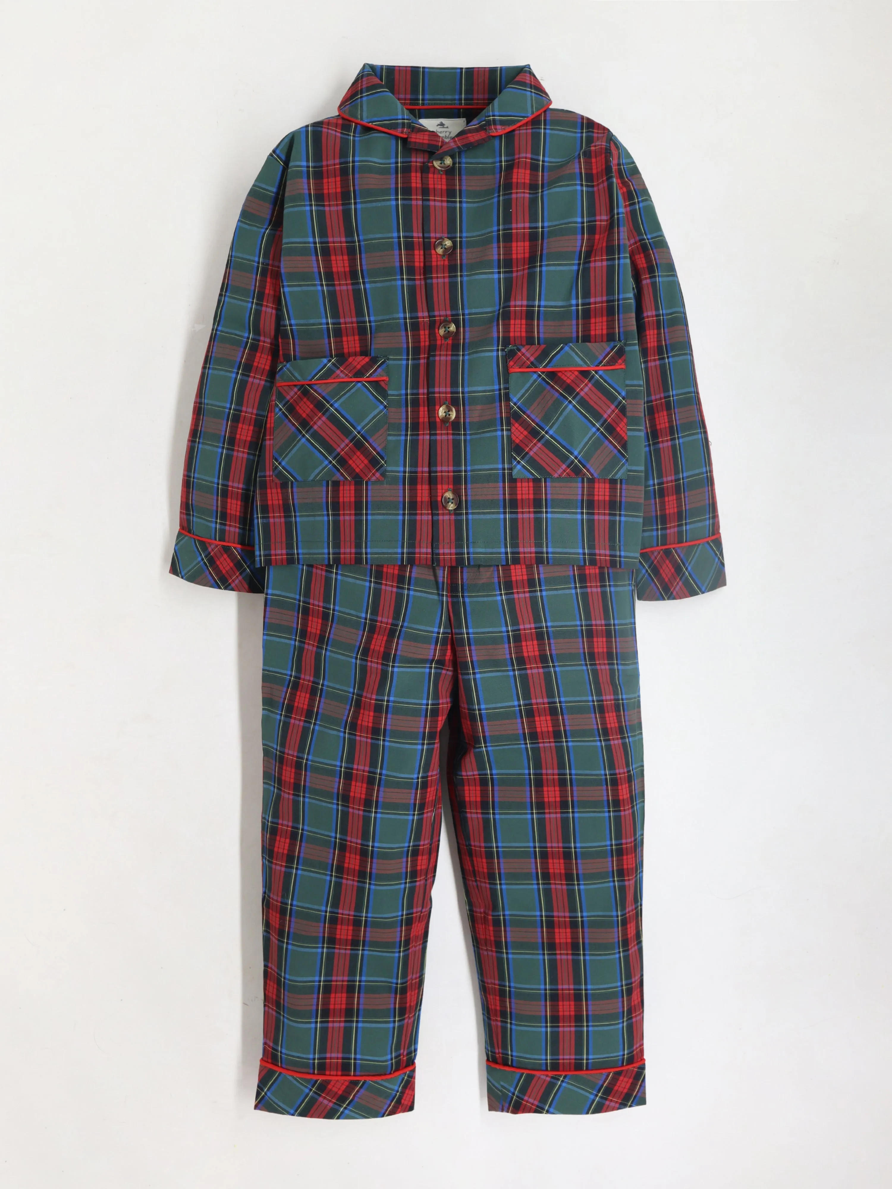 Unisex Multicolor Checked Cuff Sleeve Nightsuit